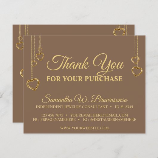 Bruin Eenvoudig Schone Heart Gold Hartelijk dank (Voorkant / Achterkant)