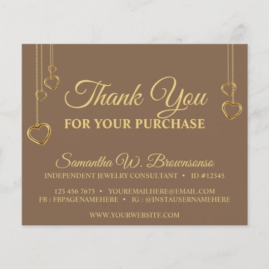 Bruin Eenvoudig Schone Heart Gold Hartelijk dank (Voorkant)