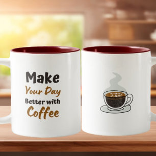 Bruin eenvoudige illustratie koffie-Mok Tweekleurige Koffiemok