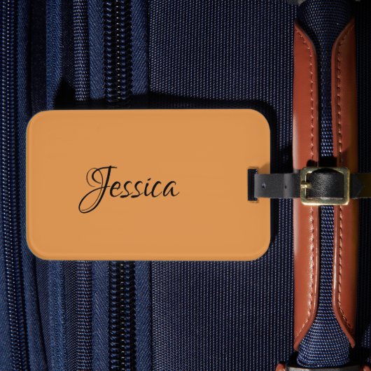 Bruin eenvoudige scriptnaam effen bagagelabel (Voorkant Insitu 4)