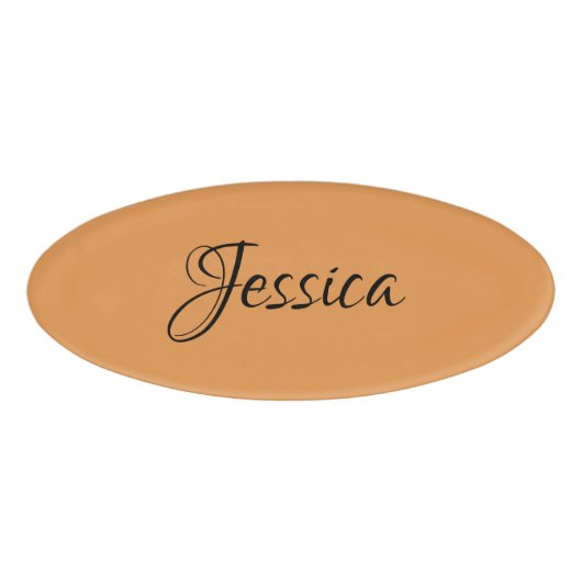 Bruin eenvoudige scriptnaam effen naambadge (Voorkant)