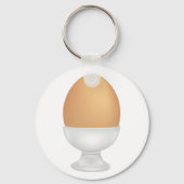 Bruin ei in witte eierdop sleutelhanger (Voorkant)