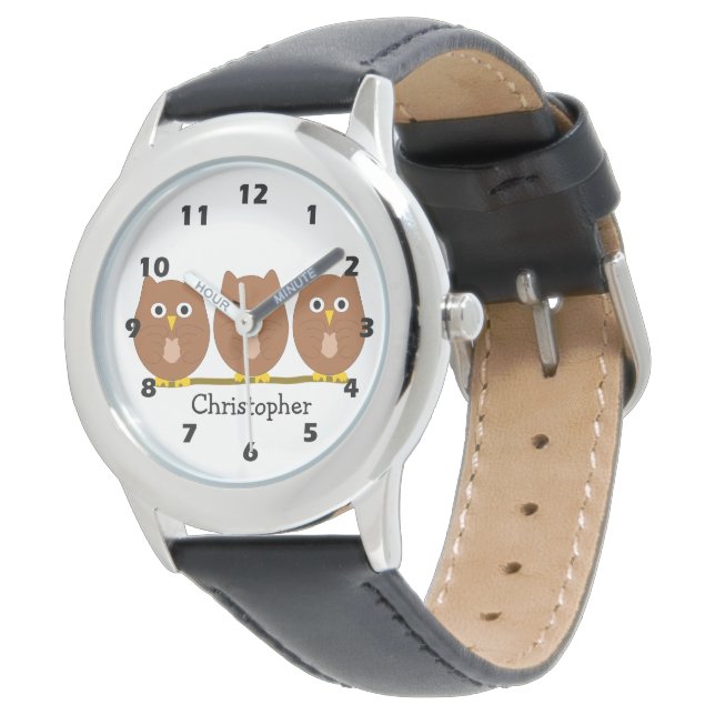 Bruin Eigenaars gepersonaliseerd Horloge (Gekanteld)