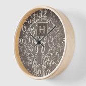Bruin Elegant Bloei Monogram Klok (Hoek)