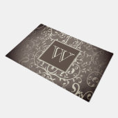 Bruin Elegant Bloeiende Monogram Deurmat (Schuin)