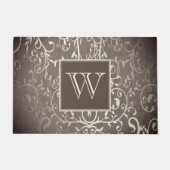 Bruin Elegant Bloeiende Monogram Deurmat (Voorkant)
