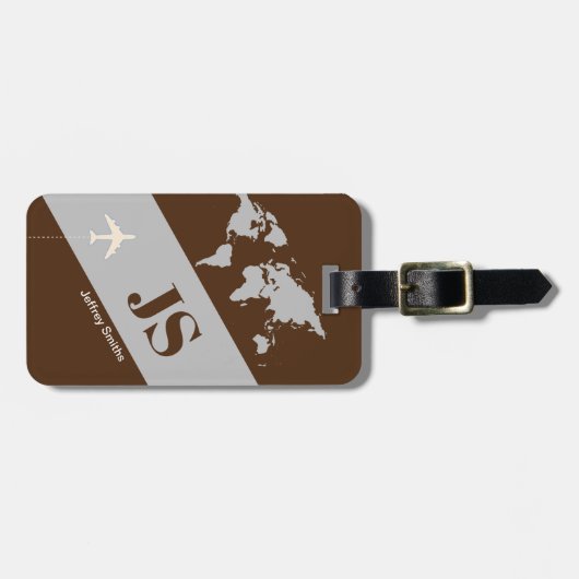 Bruin Elegant en modern Aero Travel Bagagelabel (Voorkant horizontaal)