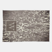 Bruin Elegant Floury Monogram Handdoek (Horizontaal)