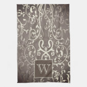Bruin Elegant Floury Monogram Handdoek (Verticaal)