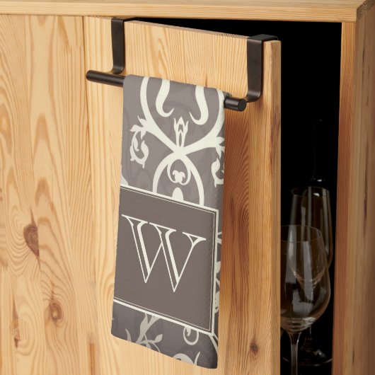Bruin Elegant Floury Monogram Handdoek (Derde Gevouwen)