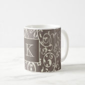 Bruin Elegant Floury Monogram Mok (Voorkant rechts)