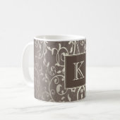 Bruin Elegant Floury Monogram Mok (Voorkant links)