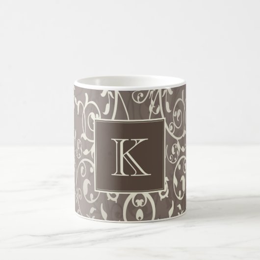 Bruin Elegant Floury Monogram Mok (Center)