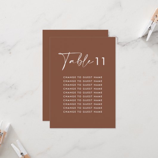 Bruin elegant modern huwelijkstafel zitgrafiek (Voorkant / Achterkant in situ)