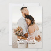 Bruin Elegant Modern Rustic Foto Wedding Bedankkaart (Voorkant)