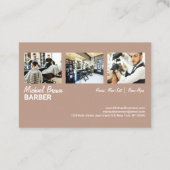 Bruin Elegant Oude Stoel Foto Barber Visitekaartje (Achterkant)
