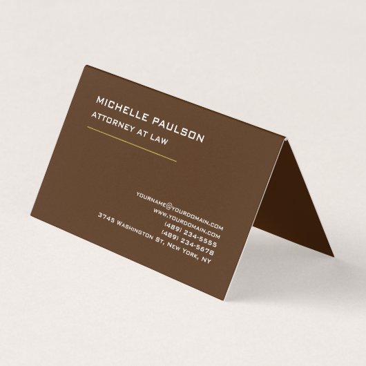 Bruin Elegant Plain Professional Modern Visitekaartje (Voorkant)