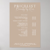 Bruin, Elegant, Salon prijslijst Poster (Voorkant)