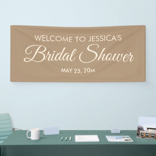 Bruin Elegant Script Vrijgezellenfeest Welkom Spandoek (Beurs)