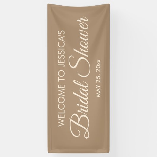 Bruin Elegant Script Vrijgezellenfeest Welkom Spandoek (Verticaal)