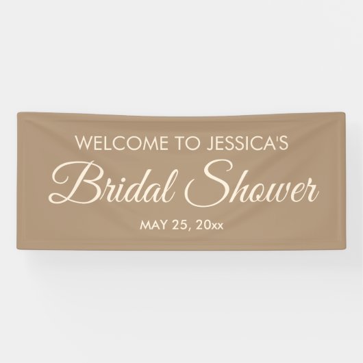 Bruin Elegant Script Vrijgezellenfeest Welkom Spandoek (Horizontaal)