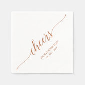 Bruin Elegant Stijlvol Lettering Cheers Event Servet (Voorkant)