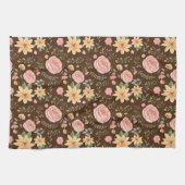 Bruin Elegant  Wildbloempatroon Theedoek (Horizontaal)