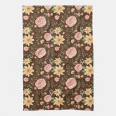 Bruin Elegant  Wildbloempatroon Theedoek (Verticaal)