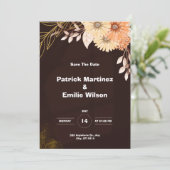 Bruin Elegante Huwelijksuitnodiging Kaart (Staand voorkant)