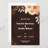 Bruin Elegante Huwelijksuitnodiging Kaart (Voorkant / Achterkant)