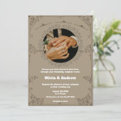 Bruin Elegante Huwelijksuitnodiging Kaart (Staand voorkant)