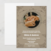 Bruin Elegante Huwelijksuitnodiging Kaart (Voorkant / Achterkant)