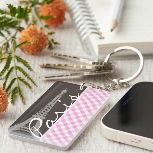 Bruin-elroesttoren en roze speldenband sleutelhanger (Voorkant Rechts)