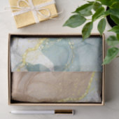 Bruin en Aqua Alcohol Ink Pattern Gold Inlay Tissuepapier (Geschenk)