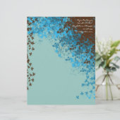 Bruin en Aqua Blue Leaves Letterhead Briefhoofd Ontwerp (Staand voorkant)
