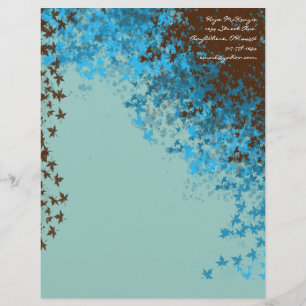 Bruin en Aqua Blue Leaves Letterhead Briefhoofd Ontwerp