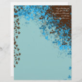 Bruin en Aqua Blue Leaves Letterhead Briefhoofd Sjabloon (Voorkant / Achterkant)