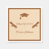 Bruin en beige Afstuderen op maat papier Servet (Voorkant)