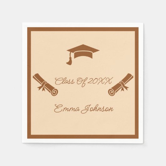 Bruin en beige Afstuderen op maat papier Servet (Voorkant)