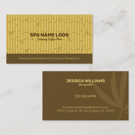 Bruin en Beige Bamboe Houten Achtergrond Visitekaartje (Voorkant / Achterkant)