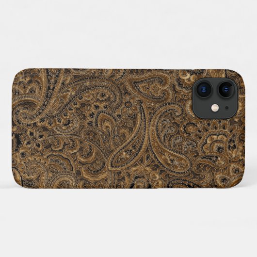 Bruin en beige  bloemig paisley patroon Case-Mate iPhone case (Achterkant (horizontaal))