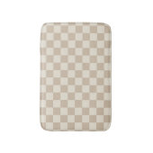 Bruin en Beige Checkerboard Badmat (Voorkant Verticaal)