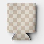 Bruin en Beige Checkerboard Blikjeskoeler (Voorkant)