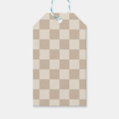 Bruin en Beige Checkerboard Cadeaulabel (Voorkant)