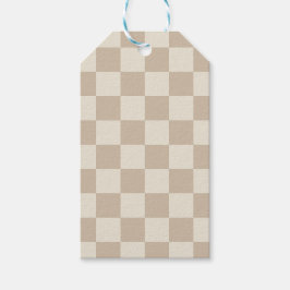 Bruin en Beige Checkerboard Cadeaulabel
