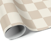 Bruin en Beige Checkerboard Cadeaupapier (Rol Hoek)