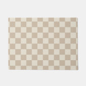Bruin en Beige Checkerboard Deurmat (Voorkant)