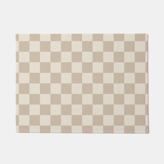 Bruin en Beige Checkerboard Deurmat (Voorkant)