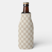 Bruin en Beige Checkerboard Flesjeskoeler (Fles Voorkant)