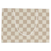 Bruin en Beige Checkerboard Groot Cadeauzakje (Achterkant)